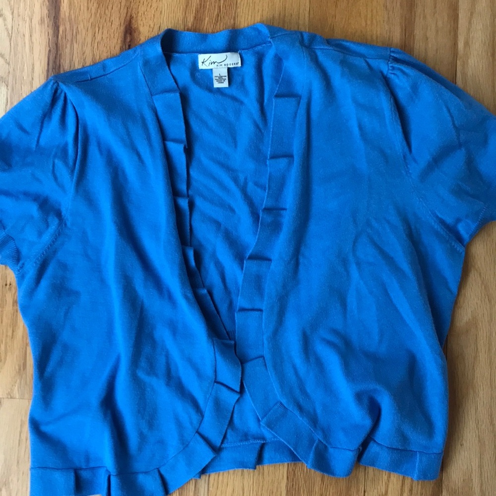 Ruffle- detail short sleeve sweater